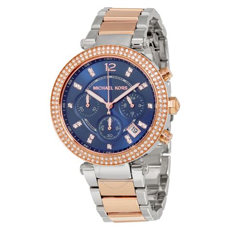 michael kors parker watch silver blue|Michael Kors women's parker watch.